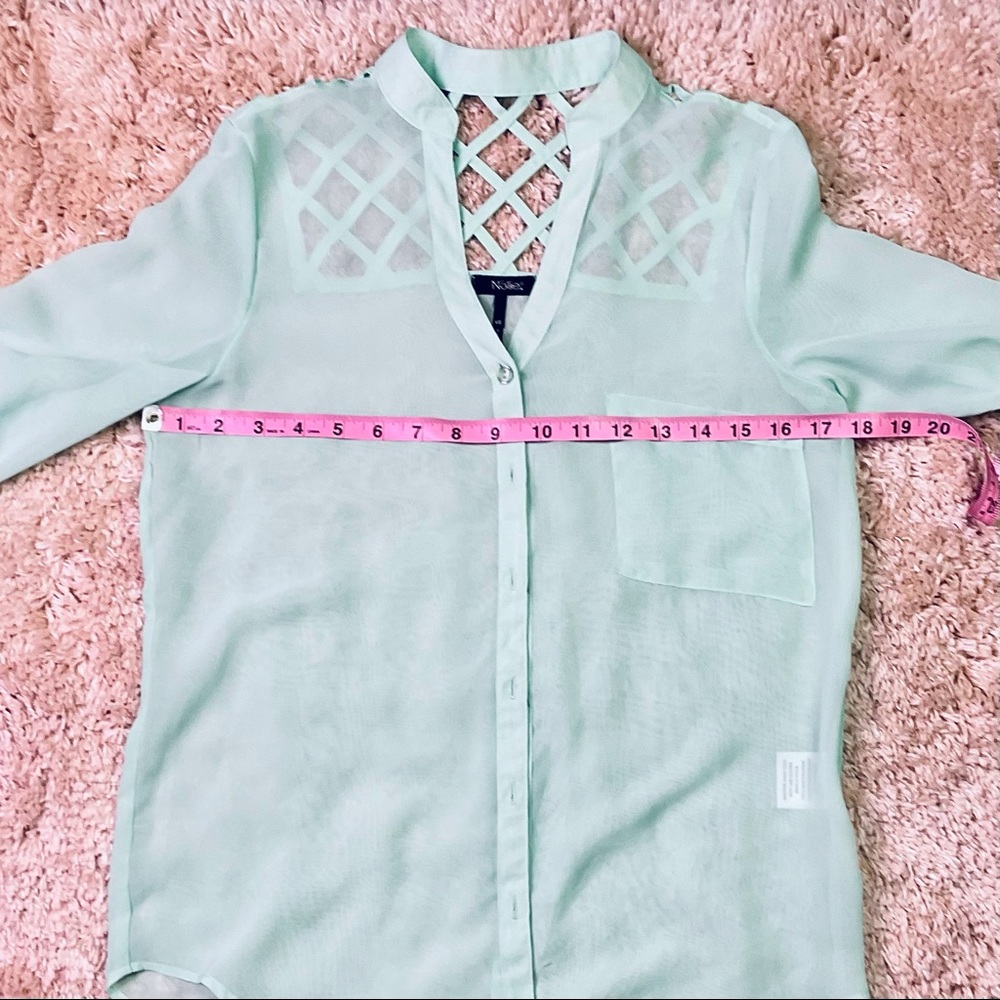 Lottie Sheer Seafoam Teal Blouse Size X-Small